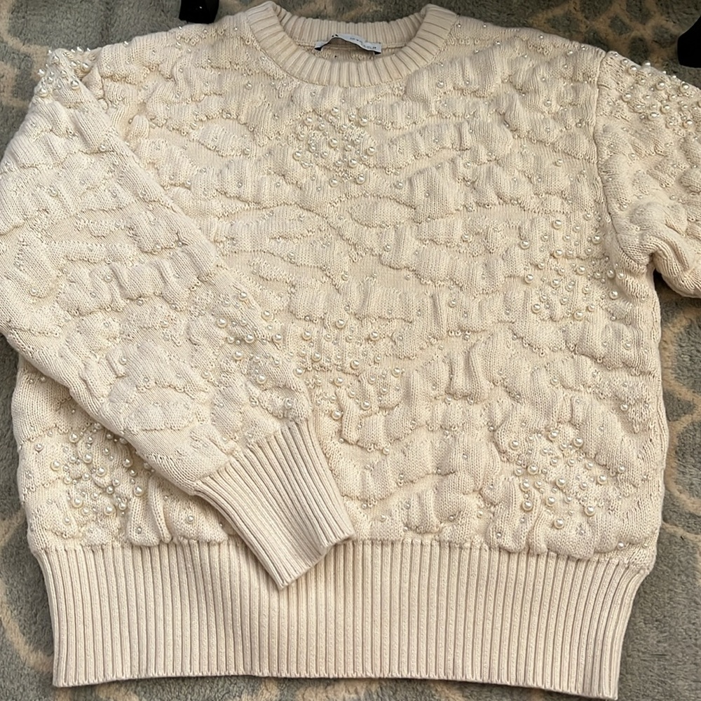 Zara Sweater Size Medium / Pearl Embellished - Picture 8 of 9